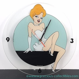 Bardzo rzadki! Vintage, Czerwony Zegar. Vintage szklany zegar ścienny z Twoją ulubioną postacią Tex Avery.