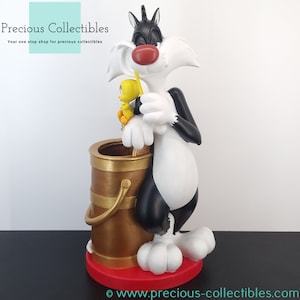 ¡Extremadamente raro! Paragüero vintage de Tweety Bird y Sylvester. Producida por Warner Bros. Looney Tunes coleccionable. Figura grande.