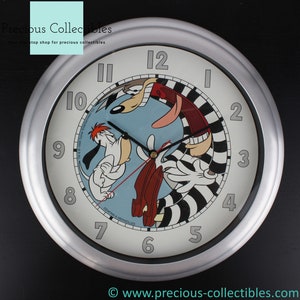 Bardzo rzadki! Vintage Wolf and Droopy Clock. Przedmiot kolekcjonerski. Turner Entertainment. Warner Bros. Demons Merveilles. Tex Avery.