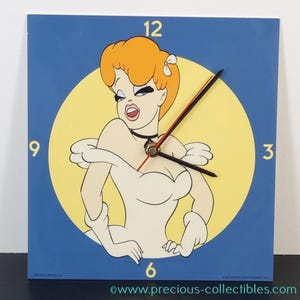 Bardzo rzadki! Vintage, Czerwony Zegar. Vintage zegar ścienny z Twoją ulubioną postacią Tex Avery.