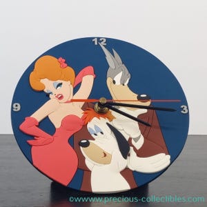 Bardzo rzadki! Vintage Wolf and Droopy Clock. Przedmiot kolekcjonerski. Turner Entertainment. Warner Bros. Demons Merveilles. Tex Avery.