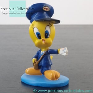 ¡Extremadamente rara! Figura vintage de Tweety Bird. Tweety Bird como cartero. Figura coleccionable de Looney Tunes.