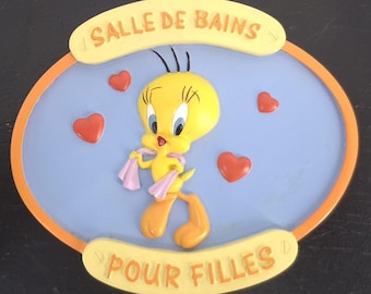 Extremely rare! Vintage Tweety Bird Door Sign. Decorate your home in authentique, vintage style with this Looney Tunes collectible.