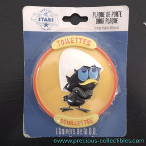 Extrêmement rare ! plaque de toilette vintage Calimero. Par Tropico Diffusion, avenue des étoiles. Sous licence de Pagot.