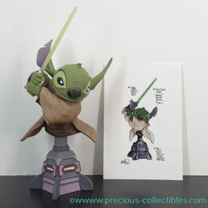 Uiterst zeldzaam! Vintage Yoda Stitch-beeld van Grand Jester Studios. Nummer Limited Edition. Met originele doos en kaart.
