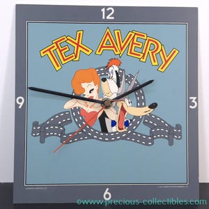 Niezwykle rzadki! Zegar Vintage Tex Avery. Musisz mieć zegar z twoimi ulubionymi postaciami Tex Avery; Red, Wolf i Droopy. Kup teraz.