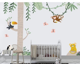 Stickers muraux Grande jungle, Stickers muraux pour chambre d'enfants, Stickers muraux enfants animaux de safari, Art mural salle de jeux d'enfants, Sticker mural chambre d'enfants