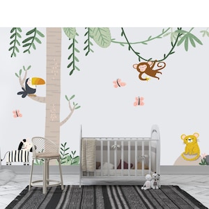 Big Jungle Wall Stickers, Nursery Wall Stickers, Safari Animals Kids Wall Decals, Children's Playroom Wall Art, Nursery Wall Decal image 1