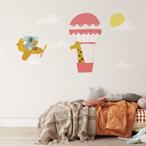 ANIMAL NURSERY WALL Stickers, Nursery Decor Ideas, Hot Air Balloons wall decal, Cloud Theme Nursery