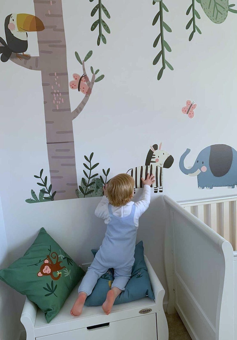 Big Jungle Wall Stickers, Nursery Wall Stickers, Safari Animals Kids Wall Decals, Children's Playroom Wall Art, Nursery Wall Decal image 9