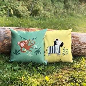 Idea de regalo de 1er cumpleaños, cojín de mono para niños, almohada de mono, decoración de guardería, guardería de animales de la selva, decoración de niños Safari, regalo para niños pequeños, regalo para bebés