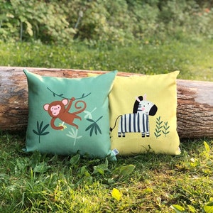 1st Birthday Gift Idea, Kids Monkey Cushion, Monkey Pillow, Nursery Decor, Jungle Animal Nursery, Safari Kids Decor, Toddler gift, Baby gift