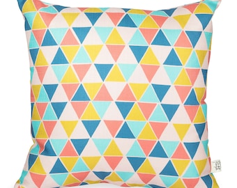 GEOMETRIC Throw Pillow, Cotton Playroom Decor Cushion, Scatter Cushion,Decorative Sofa Scatter Pillow (45cm x 45cm, 18" x 18"), Scandinavian