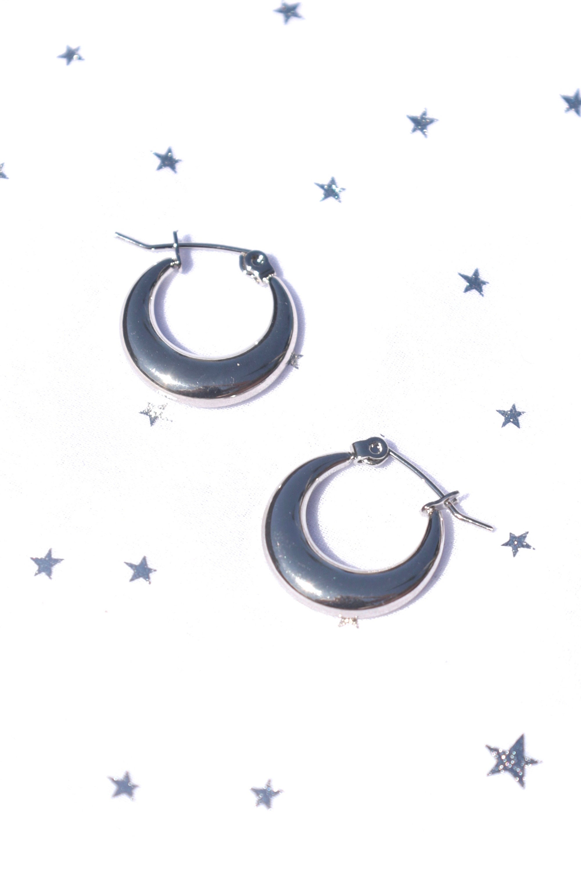 Orecchini A Perno Luna E Stella Con Cristallo Blu - Argento 925 - Regalo Originale PE42