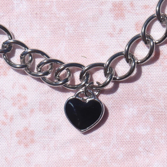 Black heart chain choker necklace Etsy