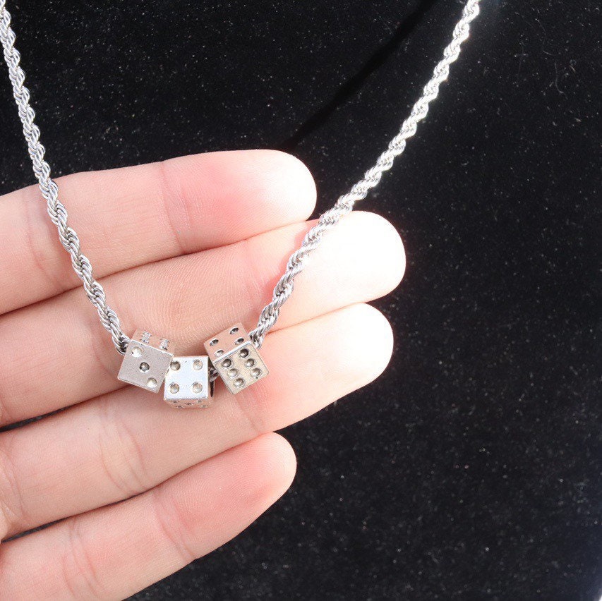 Dice Necklace Silver For Women - Clothingta