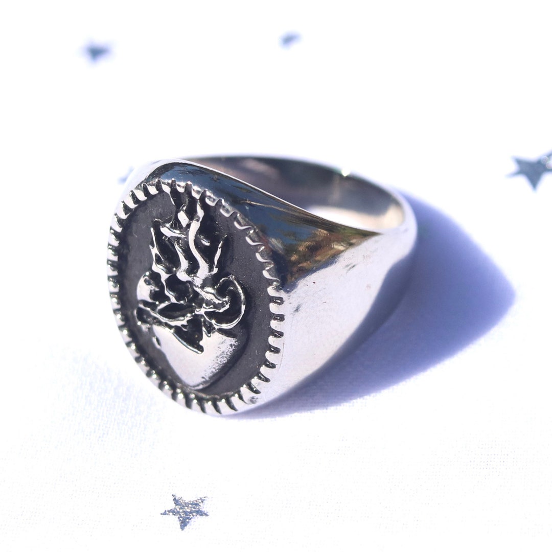 Sacred Heart Ring Stainless Steel Long Lasting Ring Wont Tarnish Black