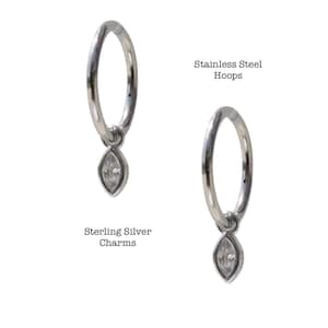Crystal Marquise Hoops Sterling Silver Charms Stainless Steel Segment Hoop Body Jewelry For Her Body Jewelry Cartilage Lobe Piercing 925