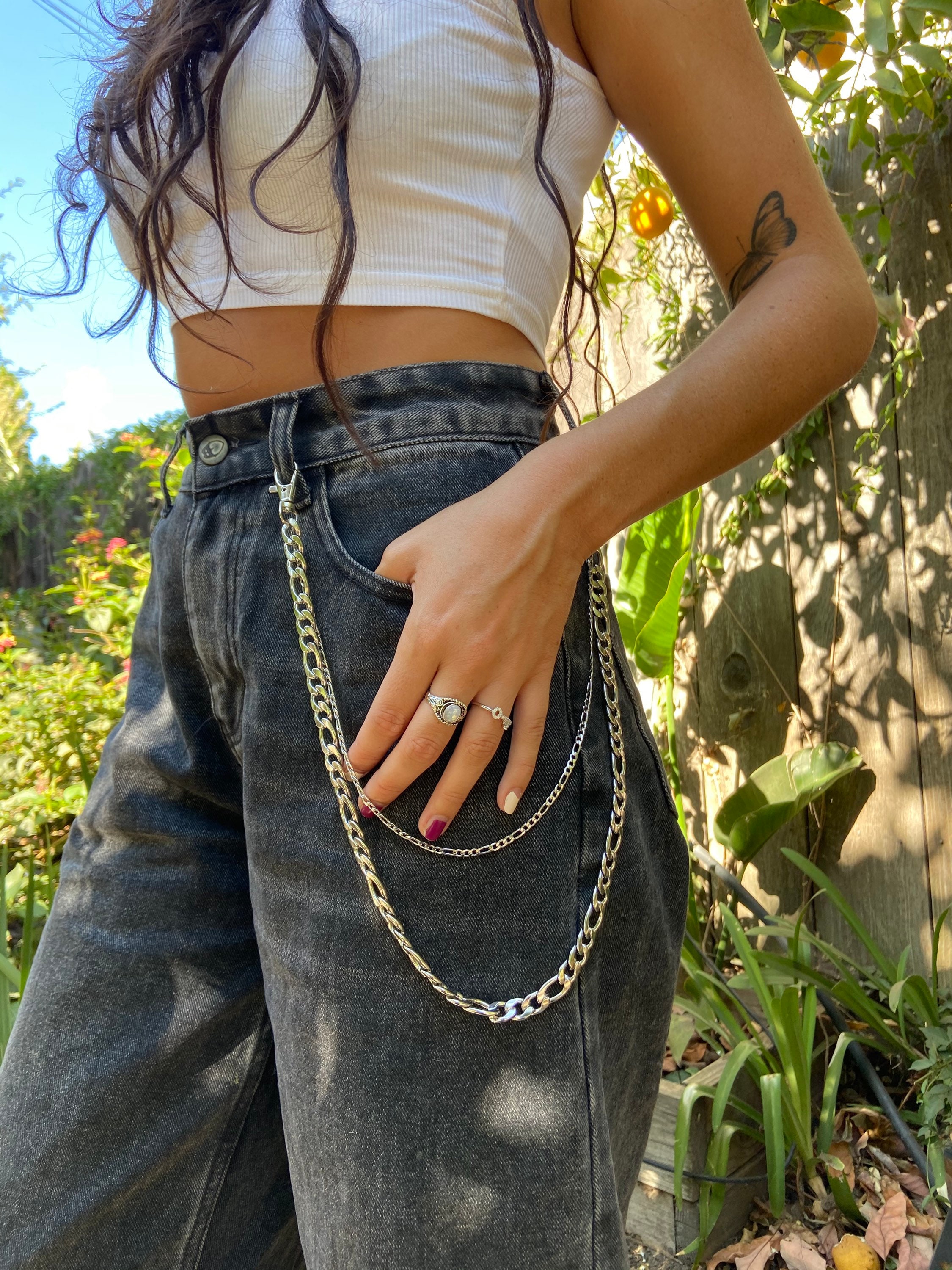 Figaro Curb Chain Pant Chain Accessory Jean Chain Layered Pant Etsy