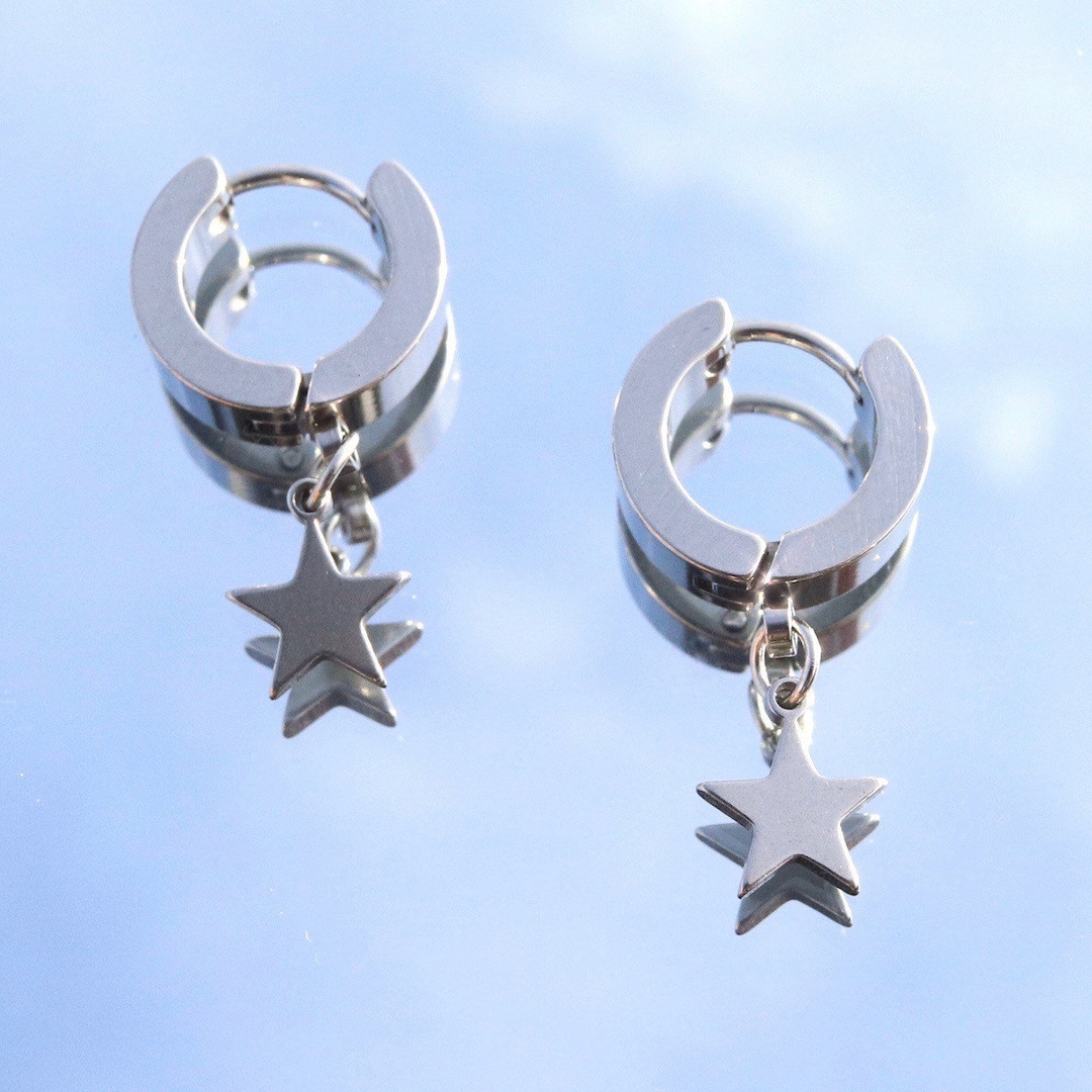 Thick Star Hoops - Etsy