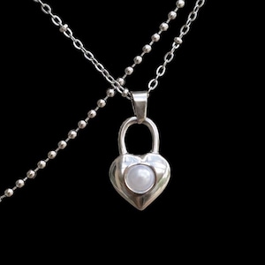 Freya Necklace ~ Stainless Steel Necklace, Stainless Steel Charms, Choker, Charms, Flower Necklace, Statement Necklace, Body Jewelry, Pearl