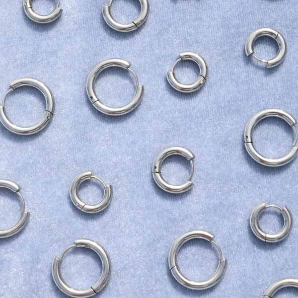 Thick Stainless Steel Huggie Hoops Chic Unique Thickness Everyday Simple Layering Ears Piercings Body Jewelry
