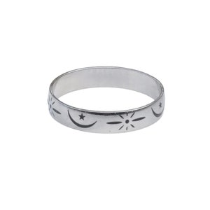 Sun Moon and Stars Band Ring Celestial Star Ring Moon Ring Stainless Steel Unique Statement Ring Gift Body Jewelry