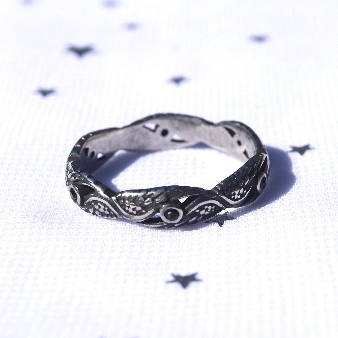 Black Stone Angel Wing Ring Stainless Steel Long Lasting Ring Wont