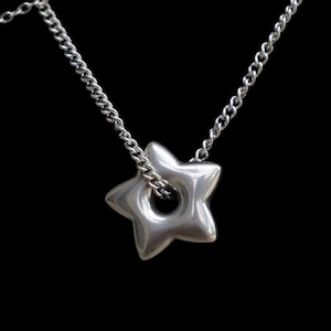 Puffy Star Necklace ~ Stainless Steel Necklace, Stainless Steel Charms, Choker, Charms, Star Necklace, Layering Necklace, Body Jewelry