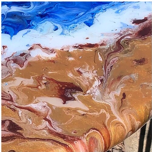 Ocean Coastal shops Resin Coffee Table. Indoor or Outdoor Acrylic Side Table for Sunroom, Patio, Garden, Plant or Urn Stand. Beach Wall Art.