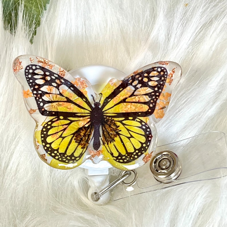 Cute Butterfly Floral Retractable Badge Reel, Personalized Name ID Card ...