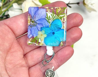 Cute Flower Badge Reel, Retractable Floral ID Badge Clip Holder, Medical Accessory, Gift for Nurse or Teacher