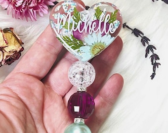Floral Leopard Print Badge Reel, Personalized ID Holder