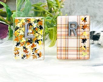 Fall Leaves and Plaid X-Ray Markers With 2-3 Lead Initials And Adhesive Included. Custom Handmade Radiology Gift For Xray Rad Tech or MA.