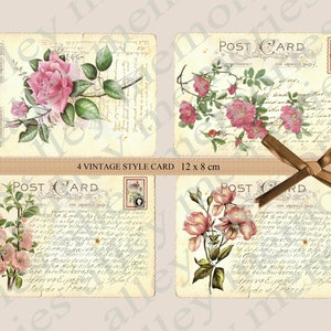 Postkarte Repliken. Vintage floral Postkarte. Ephemera Digitale Verzierungen. Scrapbooking druckbare Werkzeuge.