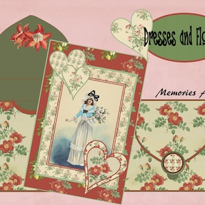 Vintage Floral junk journal with box. Scrapbooking kit. Vintage printable. Digital kit. Ephemera booklets. Digital vintage kit.