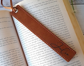 Personalised Bookmark Leatherette Laser Engraved Birthday Christmas Anniversary Gift