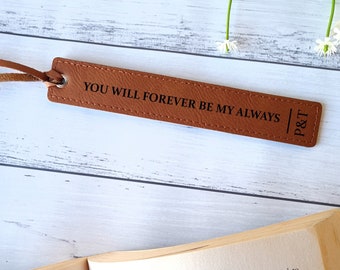 Personalised Bookmark Vegan Leather 3 year anniversary gift Laser Engraved Couple gift Birthday Christmas