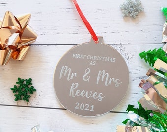 First Christmas Married Tree Ornament Couples Personalised Bauble Christmas decoration gift