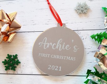 First Christmas Tree Ornament Baby's first Personalised Bauble Christmas decoration gift