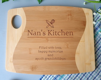 Personalised Mother&#39;s Day Chopping Board Nan&#39;s Kitchen Grandma&#39;s Kitchen Rules Gift