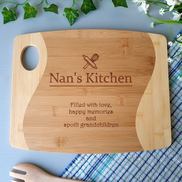 Personalised Mother's Day Chopping Board Nan's Kitchen Grandma's Kitchen Rules Gift
