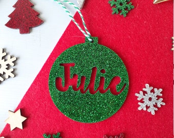 Personalised Glitter Bauble Christmas Bauble Tree decoration Christmas decoration