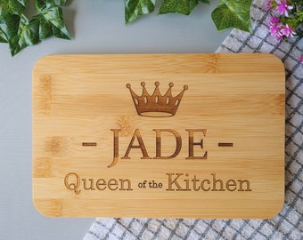 Personalised Queen of the Kitchen Chopping Board Mother's Day Cheese Board Christmas Gift Serving Platter