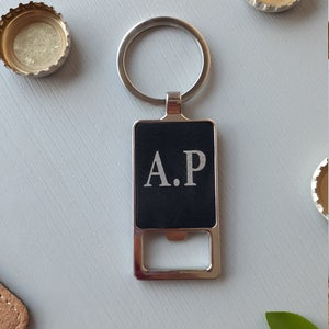 Personalised Keyring Keychain Bottle Opener Personalised Leatherette Gift