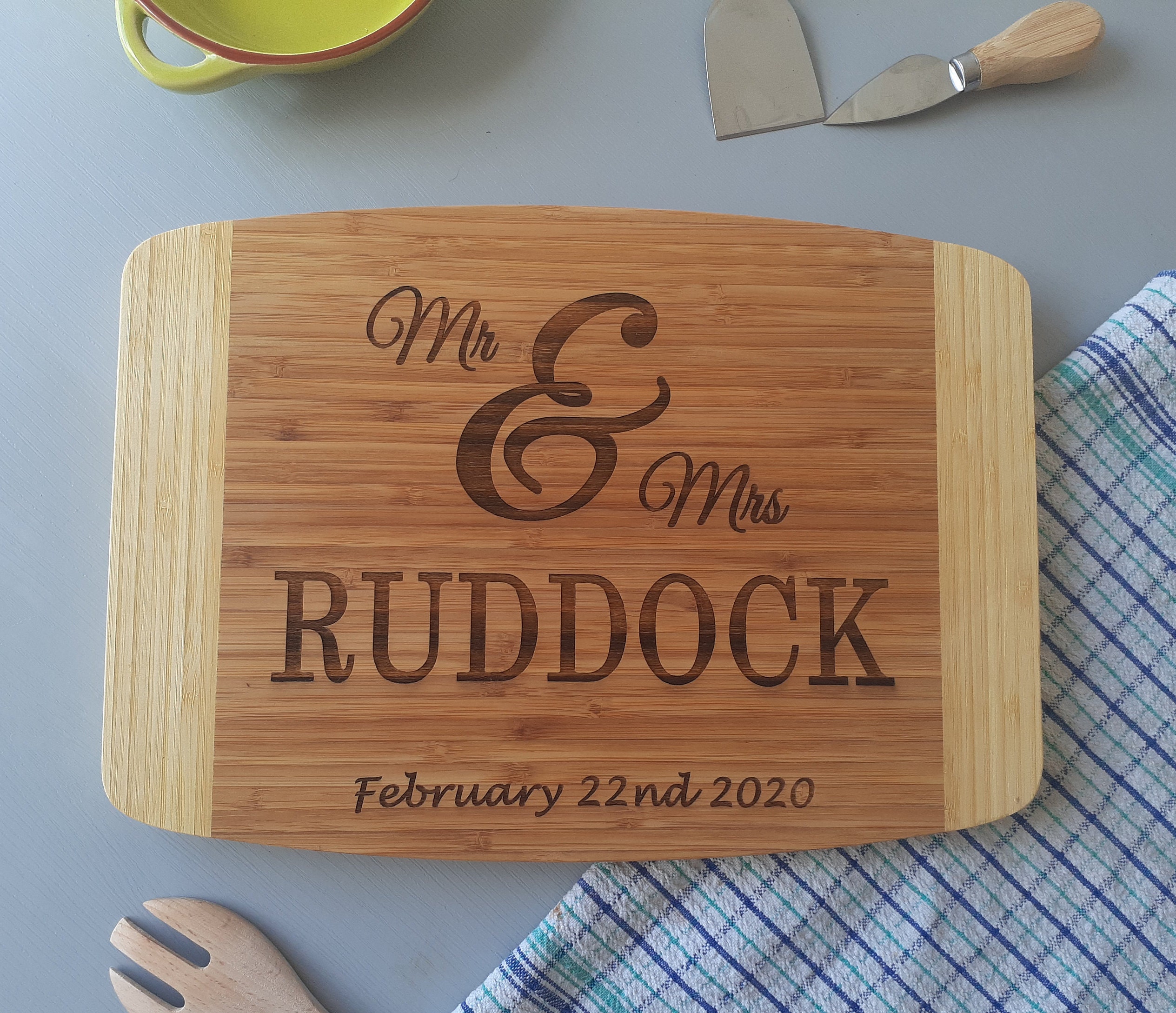 Personalized Chopping Board Wedding Gift Large Bamboo Serving Platter Housewarming Christmas Gift