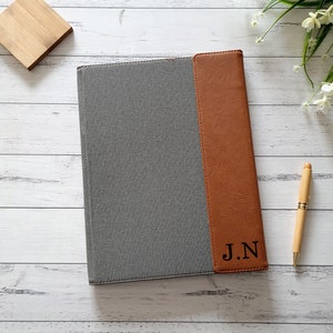 Personalised Notepad Organiser Leatherette and Canvas Notebook Diary Planner Birthday Gift Business Stationary
