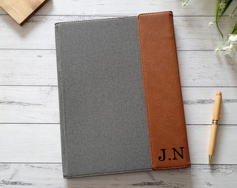 Personalised Notepad Organiser Leatherette and Canvas Notebook Diary Planner Birthday Gift Business Stationary