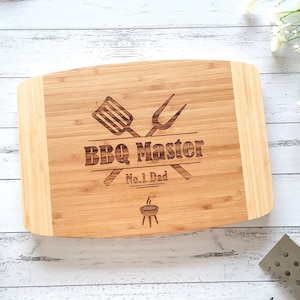 Personalised Chopping Board BBQ King Best Dad Grillmaster Father&#39;s Day Gift for Him