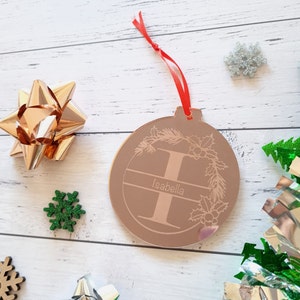 Christmas Tree Ornament Mirrored acrylic Personalised Bauble Christmas Decoration gift